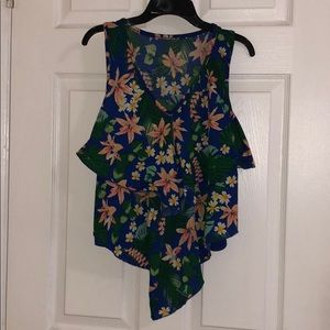 Floral Ruffle Sleeveless Top Size M